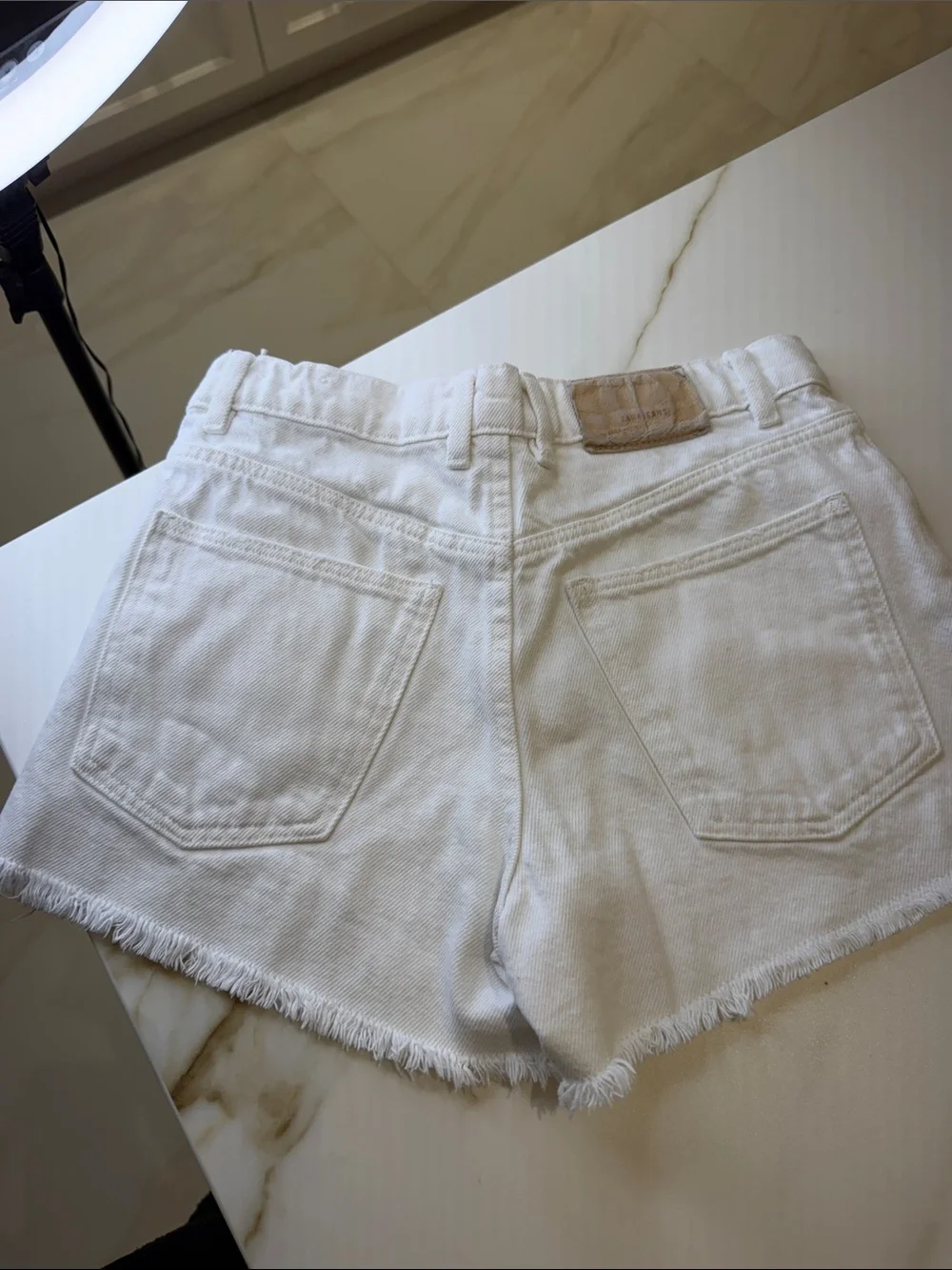 Zara girls White Distressed Denim Shorts